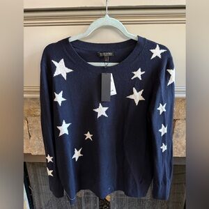 Navy Banana Republic sweater with white stars. Size L NWT